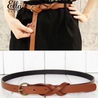 Women Vintage Simple Faux Leather Thin Waist Belt