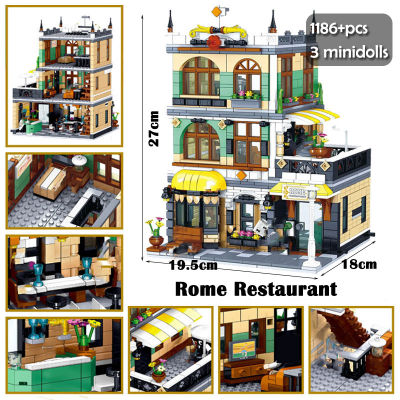 3474pcs City Street View Cafe Corner Mall Building Blocks Architecture Bricks Set Kids Children Models DIY Toys Gifts