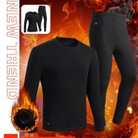 Heated Underwear Men Top &amp; Long Johns Fleece Thermos Base Layer Electric Heating Fleece Thermal Underwear Set For Women And Men Cold Weather Outdoor Electric Cold Protection Thermal Underwear vividly