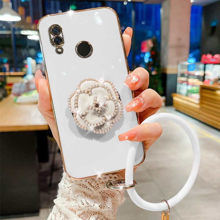 andyh-for-huawei-nova-3-3i-case-fashion-luxury-beautiful-girls-floral-stand-hand-ring-simple-solid-color-plated-soft-phone-case
