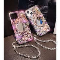 เคสโทรศัพท์กระจกกระพริบประกายเพชรสำหรับ Samsung S23 S22พิเศษบวก S21 FE เคส S20พร้อมฝาครอบห่วงแขวนมือสำหรับ Samsung S10บวก S21 + S22 + เคสกันกระแทก