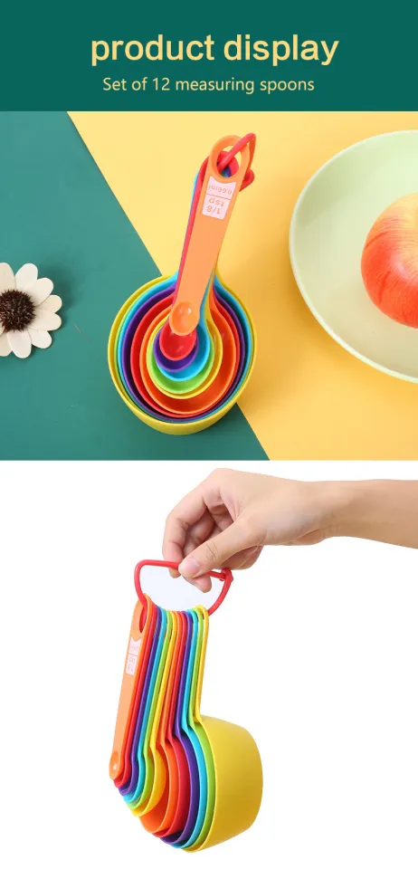 10pcs/set Baking Tool Set Creative Rainbow Measuring Spoon Plastic Measuring  Cup Multi-functional Washing Basket Powder Sieve