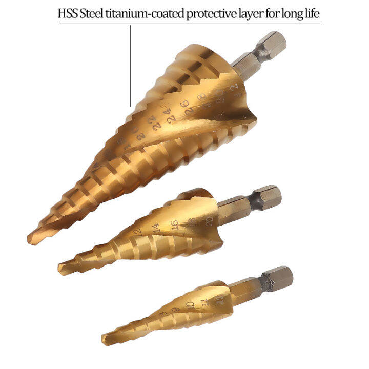 worth-buy-onnfang-ดอกสว่านหัวสว่าน-hss-เกลียวร่อง4-12-20-32มม-คาร์ไบด์แข็งกรวยไททาเนียมก้านหกเหลี่ยมดอกสว่านทรงกรวย