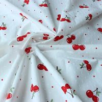 YOMDID 148cm*100cm/pc Cherry Printing Cotton Fabric Soft DIY Garments Skirt Handcraft Fabric Cotton Sewing Material Comfortable