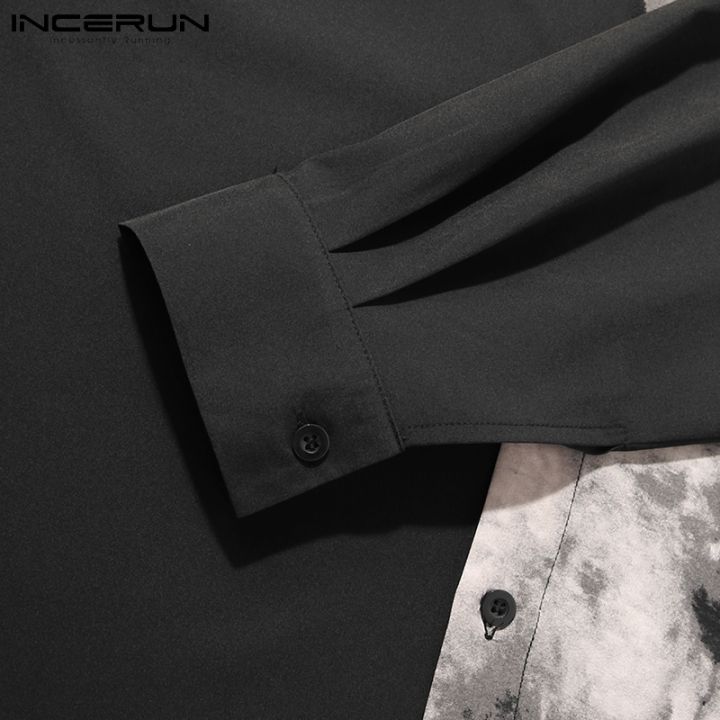 incerun-เสื้อเชิ้ตแฟชั่น-สําหรับผู้ชาย-แขนยาว-ลายแพชเวิร์ค