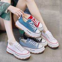 HOT★ผ้าใบรองเท้าส้นสูงสตรีรองเท้าผ้าใบสุภาพสตรี Casual กีฬา Vulcanized ออกแบบรองเท้า Trainers รองเท้า Tenis Feminino