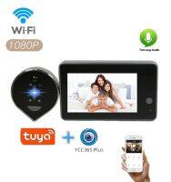 เครื่องดูกล้องตาแมวกริ่งประตูแบบไวไฟ Tuya Smart 1080P ความปลอดภัยในบ้านระบบเสียงสองทางการมองเห็นได้ในเวลากลางคืนกล้องวิดีโอกริ่งประตู FHD 4.3