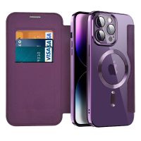 [Woo Fashion Case] เคสโทรศัพท์หนังชาร์จไร้สายกระเป๋าแบบพับได้สำหรับ iPhone 14 12 13 11 Pro Max Plus เคสกระเป๋าใส่บัตรธุรกิจกันกระแทก14Pro
