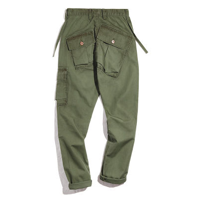 Maden overalls r กางเกงขายาวลำลองสีเขียวทหารหลายกระเป๋า
