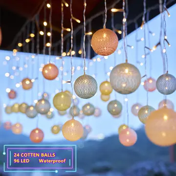 20 LED Cotton Balls String Lights Battery or USB Powered Fairy