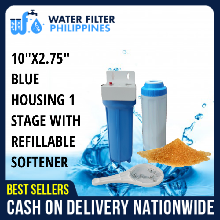 Water Filter 10" x 2.75" 1 Stage Blue Housing with Refillable Water