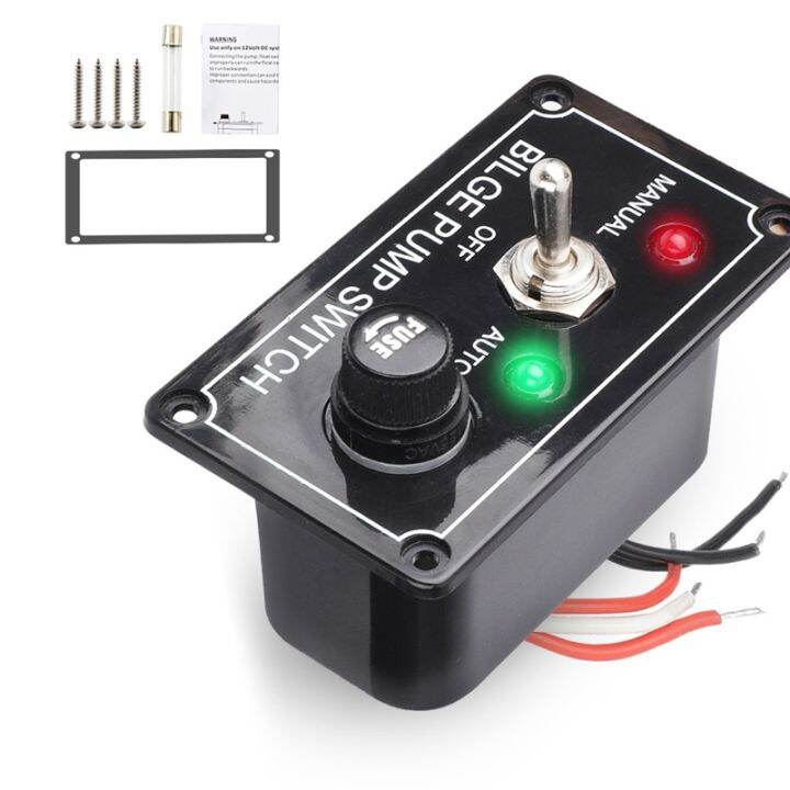 DC 12V Fused Marine Bilge Pump Switch Panel with LED Indicator Light