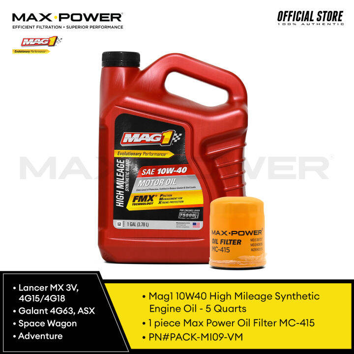 MAG 1 10W40 High Mileage API SN Synthetic Car Engine Oil 69148 + MAX