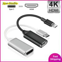 JIYAN2866 สายเคเบิล Type C เป็น HDMI ตัวเมีย สายเคเบิล Type C เป็น HDMI ยูเอสบี อะลูมิเนียมอะลูมิเนียมอะลูมิเนียม สายเคเบิล HTV ทนทานต่อการใช้งาน แกนทองแดงบริสุทธิ์ อะแดปเตอร์4K สำหรับ MacBook/Huawei/Samsung/Netflix สำหรับ MacBook