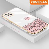 YIWESAN เคสสำหรับ OPPO A92s Reno 4z หมูลายการ์ตูนสีชมพูใหม่กรอบพื้นผิวสี่เหลี่ยมเคสนิ่มซิลิกาเจลกันกระแทกเคสมือถือรวมทุกฝาครอบป้องกันเลนส์กล้องถ่ายรูป