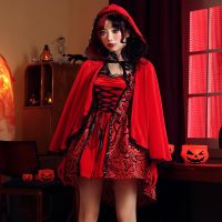 original Halloween Little Red Riding Hood costume adult cosplay costume Gothic style Little Red Riding Hood performance costume with cape queen costume