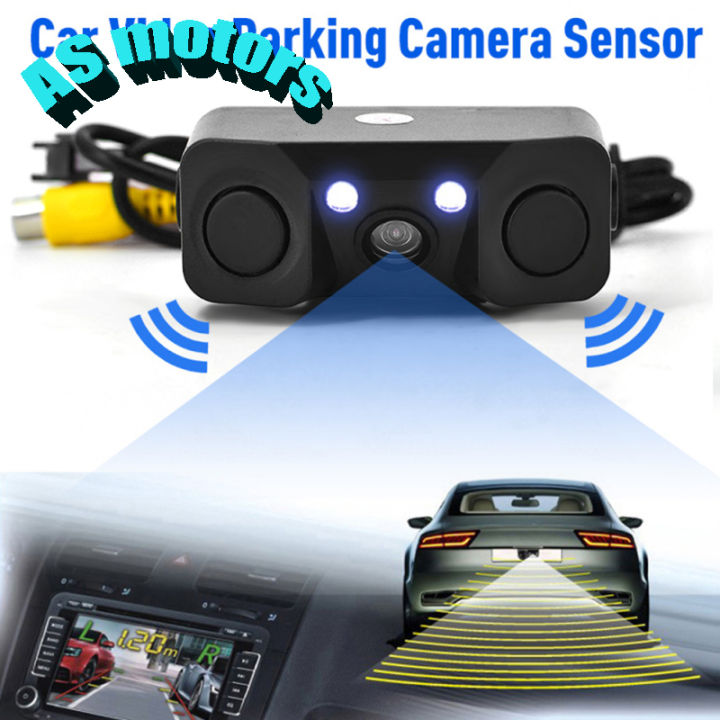 กล้องมุมมองด้านหลังของการสำรองข้อมูลถอยหลังรถยนต์เซ็นเซอร์เรดาร์วิดีโอการจอดรถ170องศา3-in-1