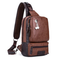 Mens Big Vintage PU Leather Chest Bag Man Fashion Large Capacity Outdoor Sports Crossbody Shoulder Bag Mens Cross Body Bag