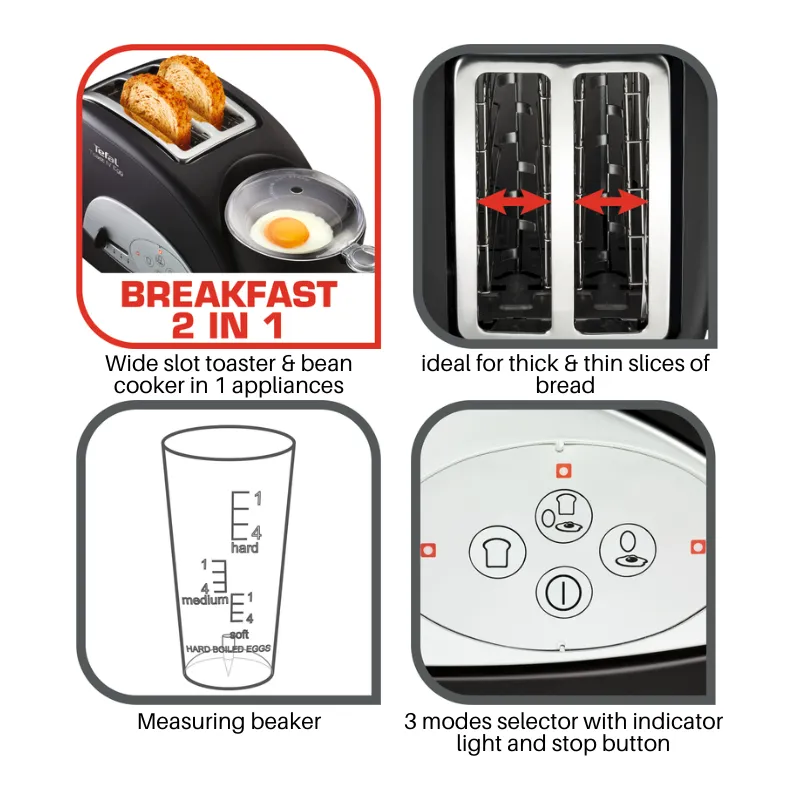 Tefal Toast N' More Toaster, Toast & Egg, TT5528