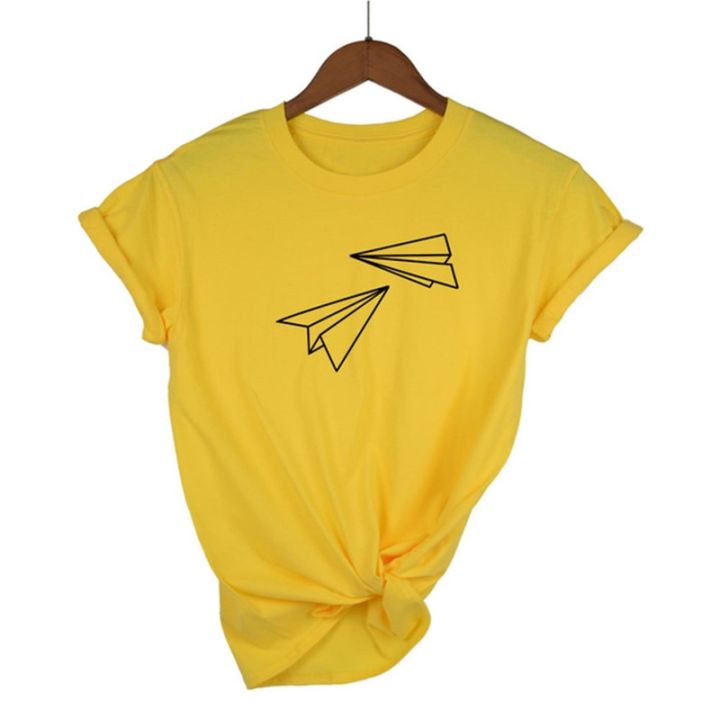 second-half-price-paper-airplane-print-women-tshirt-cotton-casual-funny-t-shirt-for-women-top-loose-cool-t-shirt-women-cscg