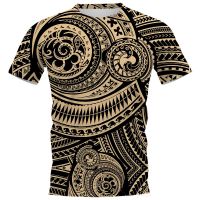 2023 Customized Fashion *Ready Stock* Viking Tattoo T-Shirt Mens Polynesian Style 3D Print  Short Sleeve Harajuku，Contact the seller for personalized customization