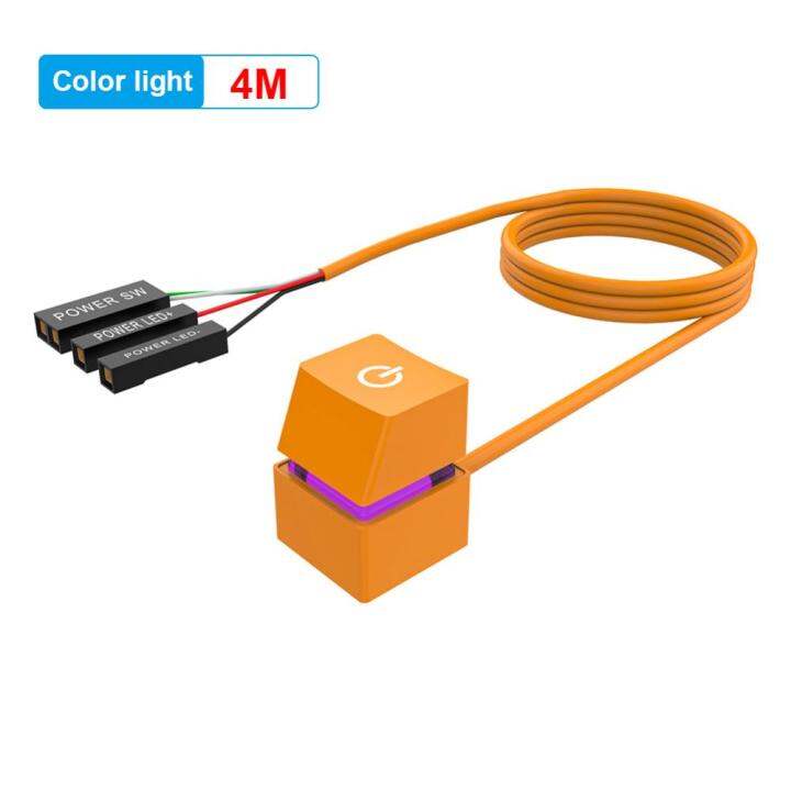Desktop Computer Power Button Switch Mechanical Key PC Power Switch Button Extension LED Light
