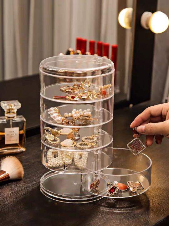 5 Layer Swivel Acrylic Rotating Jewelry Storage Organizer Lazada PH