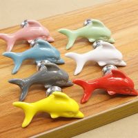 【YD】 ceramic handles for furniture drawer knobs cabinet knob kitchen door handle cupboard child white dolphin cartoon pulls