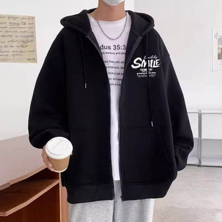 asrv-เสื้อฮู้ดชาย-เสื้อมีฮู้ดผู้ชาย-hoodie-เสื้อกันหนาว-ผู้ชาย-เสื้อฮู้ดแบบมีซิปมีฮู้ดของผู้ชายเสื้อโค้ทลำลองพิมพ์ลายทรงหลวม