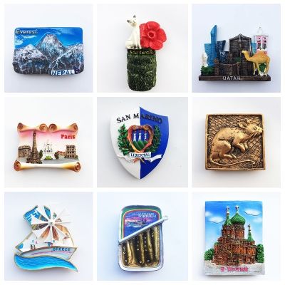 Fridge Magnets Souvenirs Malaysia Portugal Germany San Marino UK Qatar Greece Paris Italy Refrigerators Stickers Home Decor