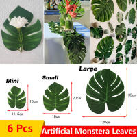 ใบ Monstera เทียม6ชิ้นใบไม้ต้นไม้ปาล์มเขตร้อนสำหรับงานแต่งงาน,ธีมฮาวายปาร์ตี้ชายหาดป่าของตกแต่งโต๊ะ