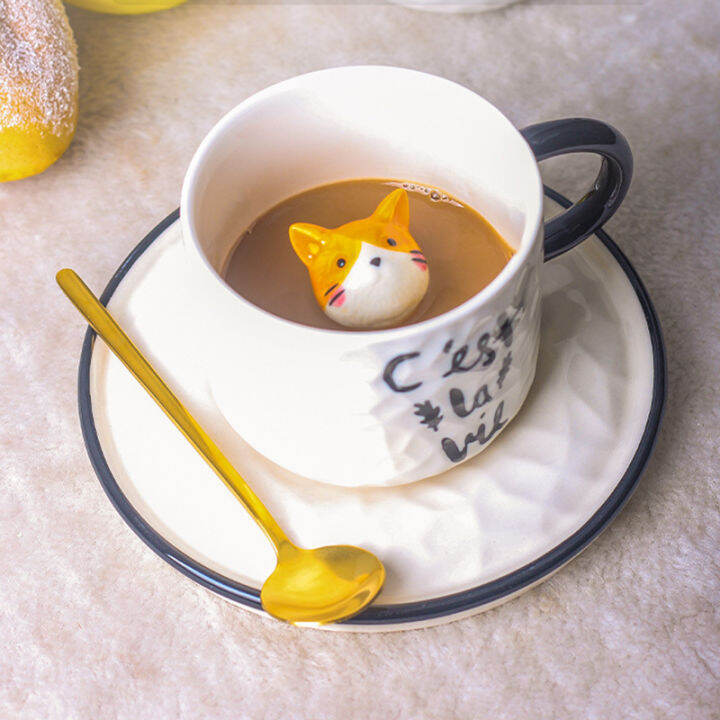 creative-ceramics-mug-with-spoon-tray-cute-cat-relief-coffee-milk-tea-handle-porcelain-cup-couple-water-cup-novelty-gifts