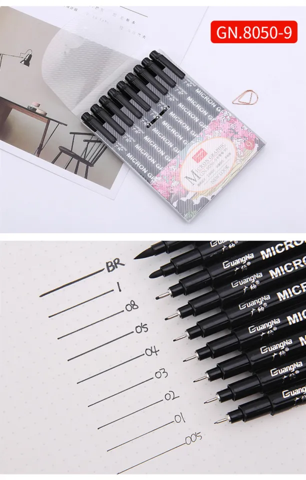 GN 8050 Refillable Micron Pen Black Ink Fineliner Waterproof Drawing Marker  Pen Stationery Anime School Art Supplies Kit Canetas