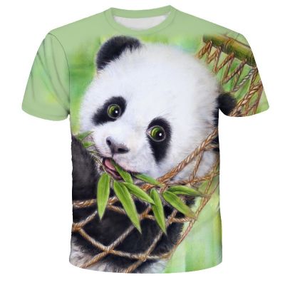 Aromatherapy Music Box ✑ 3D Digital Printing Cartoon Creative Kung Fu Panda Street Round Neck T-shirt Short Sleeve Top Amazon Foreign Trade T-shirt