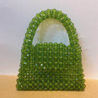 Customized Bead Bag Green Hand-woven Celebrity Handbags Unique Design Ladies Party Bag Top-handle Purses and Handbags