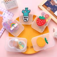 1pc Cute Portable Jewelry Organizer Cartoon Mini Transparent Jewelry Boxes Simple Fresh Girl Ring Necklace Storage Box Organizer