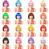 【jw】✆✷✒  Female Short Hair Bob Headgear Wig Concert Performance Props Literary Entertainment Animation Up