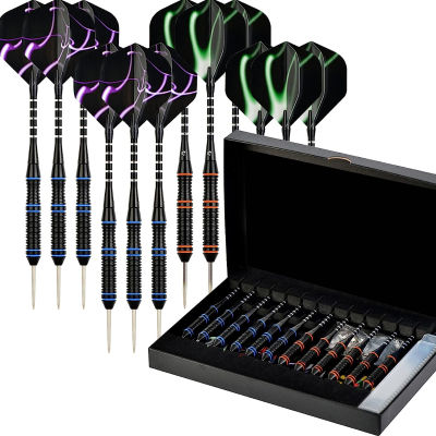 ‎Formula Sports Formula Sports Darts Set, 6 Pcs 21g and 6 Pcs 23g Darts Metal Tip Set with 18 Aluminium Shafts, 21 Flights, 20 O-Rings, Dart Sharpener, Flight Protector, Gift Dart Box, Steel Tip Darts