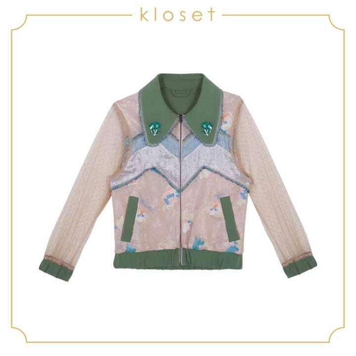 kloset-sequin-jacket-with-sparkling-see-through-ss18-t021-เสื้อผ้าผู้หญิง-เสื้อผ้าแฟชั่น-เสื้อแฟชั่น-เสื้อคลุม-เสื้อแขนยาว