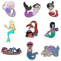 Mythical Sea Princess Enamel Pin Fantasy Ocean Creatures Gorgeous Sirene Badge Mermaid Brooch Ocean Themed Jewelry gift Headbands