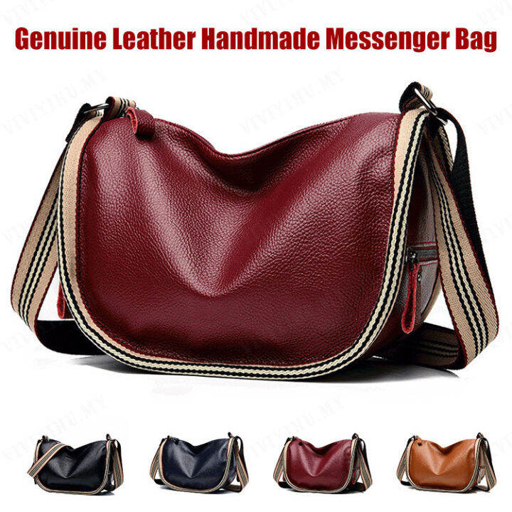 junman123 Genuine Leather Handmade Messenger Bag Lazada.co.th