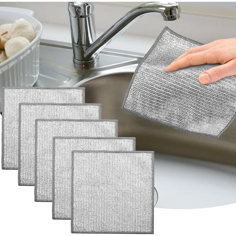 5X Multipurpose Wire Dishwashing Rags for Wet and Dry, Wire Dishwashing Rag