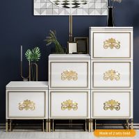 Dressing Table Cabinet Mirror Decoration Sticker Self-adhesive Acrylic 3D Wall Sticker Furniture Corner Gold Decor Stickers