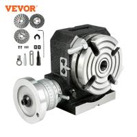 โต๊ะหมุนแนวตั้งแนวนอน VEVOR 1ปี4 "/100มม. 6"/150มม. แม่นยำ4ช่อง MT-2 W/ 3แผ่นแบ่งสำหรับการกัดเครื่องเจาะ