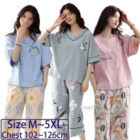 Large Size Womens Pajamas Cotton Sets Home Suit Summer Pajama with Shorts Sleepwear Trouser Suits Pijama Mujer Pyjamas 4XL 5XL