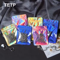 TETP 50Pcs Laser Ziplock Bag With Clear Window DIY Headdress Necklace Bracelet Packaging Display Decoration Storage Wholesale Food Storage Dispensers