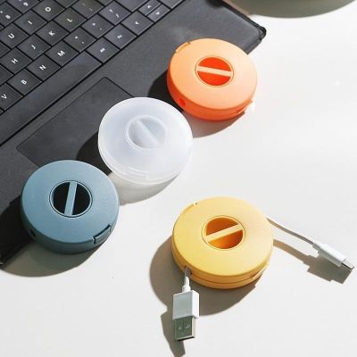 Round Wire Winder Box Portable Multifunctional Data Cable Storage Case Cable Container USB Charger Holder Wire Management Box
