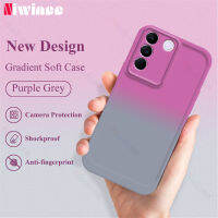 NIWINEE เคสไล่ระดับสีเทาสีม่วงสำหรับ VIVO V27 V27e V25 V25e V23 V23e Pro 5G V20 SE X90 X70 X60 Pro 5G แบบเรียบง่ายและมีสไตล์ฝาหลังหุ้มเคสโทรศัพท์เนื้อนิ่ม TPU Z005-1