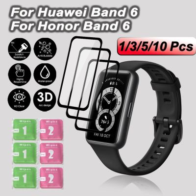 1/3/5/10Pcs Tempered Glass Film For Huawei Band 6 Screen Protector 3D Curved Edge Full Cover For Huawei Honor Band 6 Fit Watch Nails  Screws Fasteners