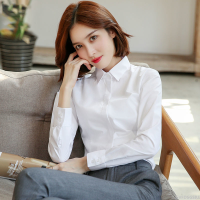 เสื้อเชิ้ตเสื้อเชิ้ตแขนสั้นสีขาวสีดํา overalls formal temperament professional long sleeve womens white shirt new spring/summer N6255